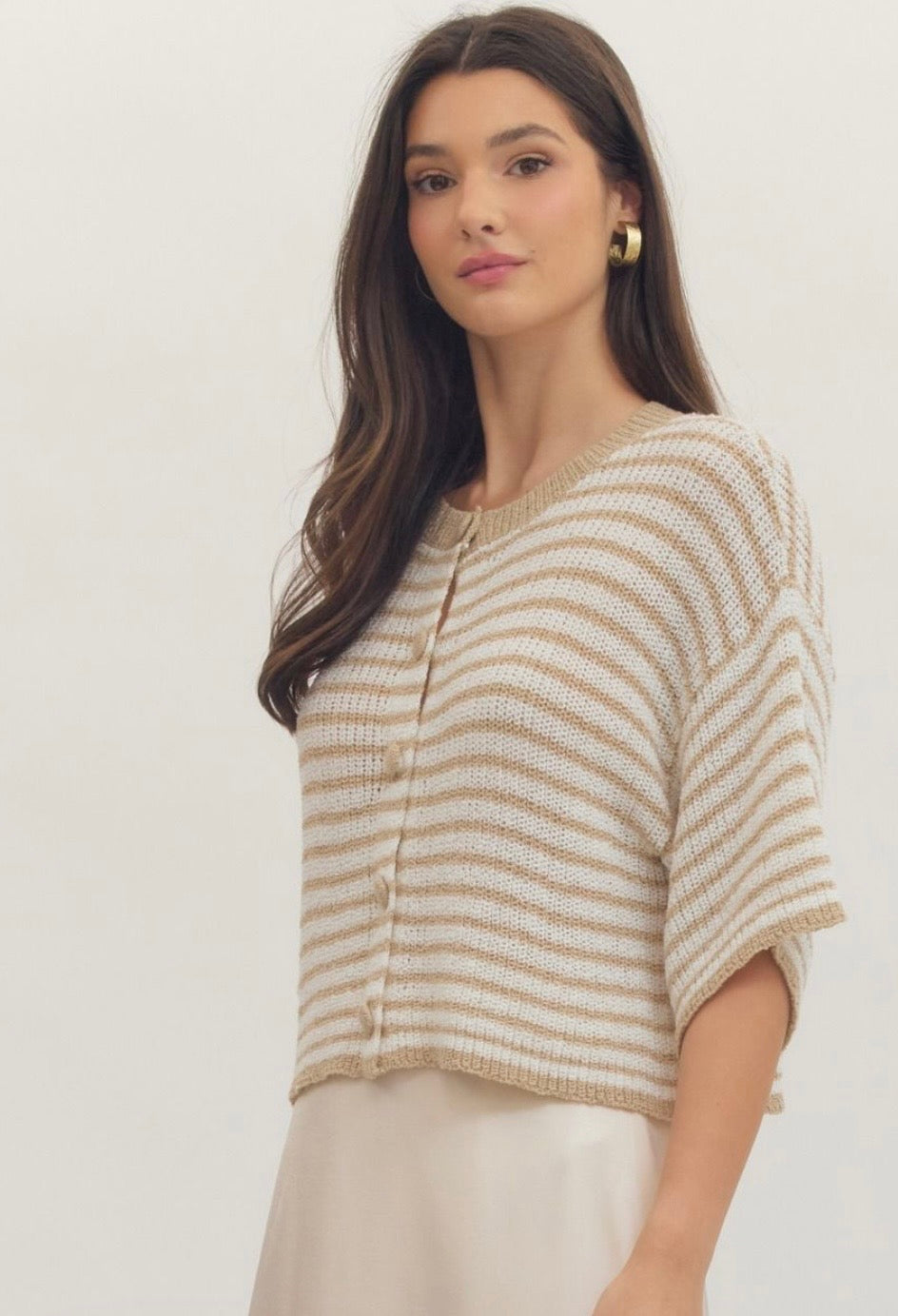 Tinley taupe button sweater