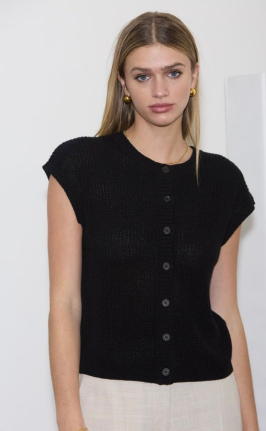 Black button sweater top