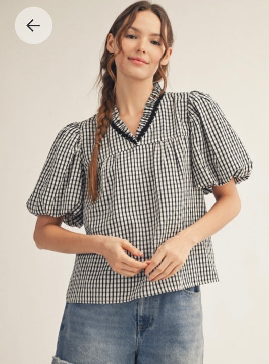 Black gingham top