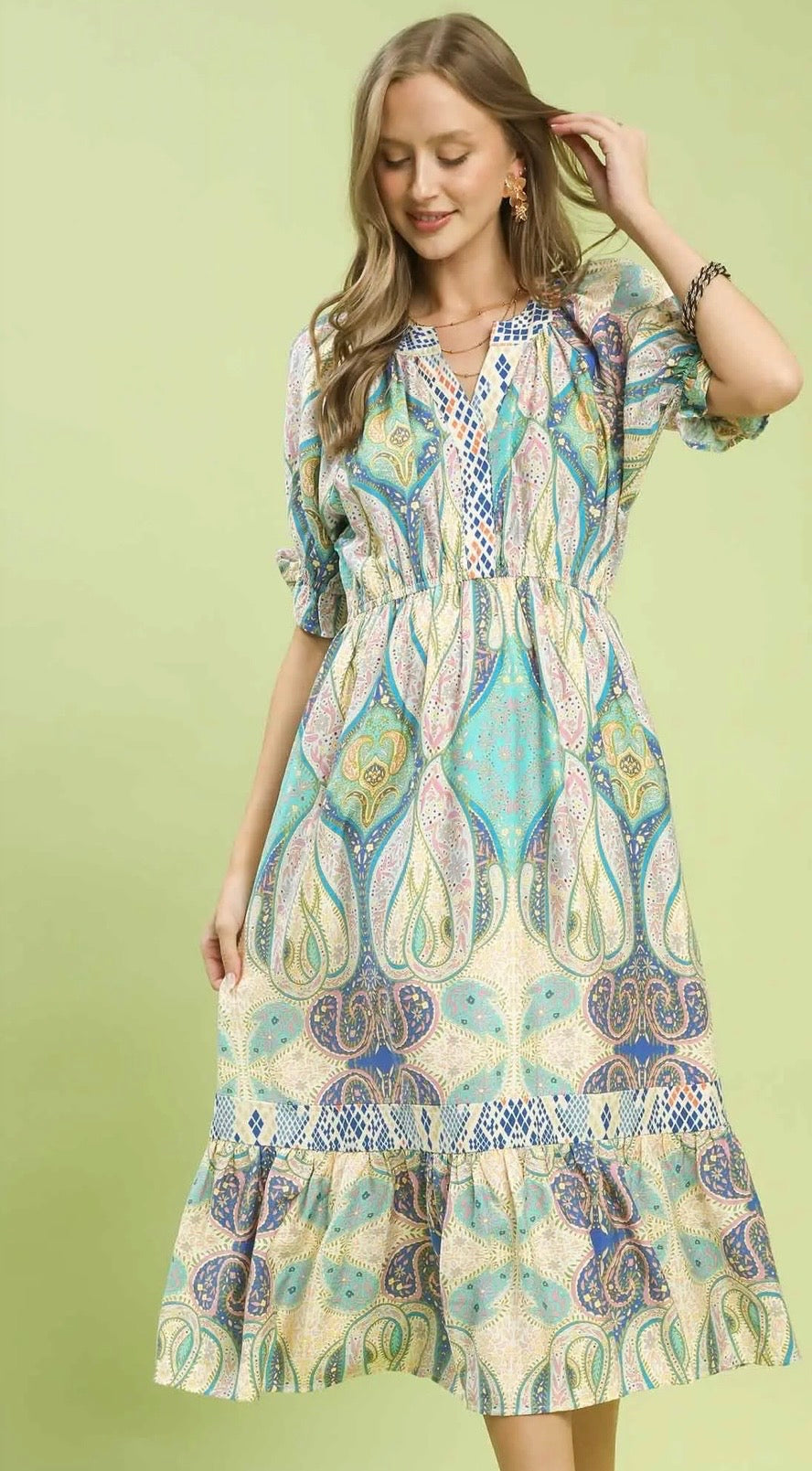 Blue mix paisley dress
