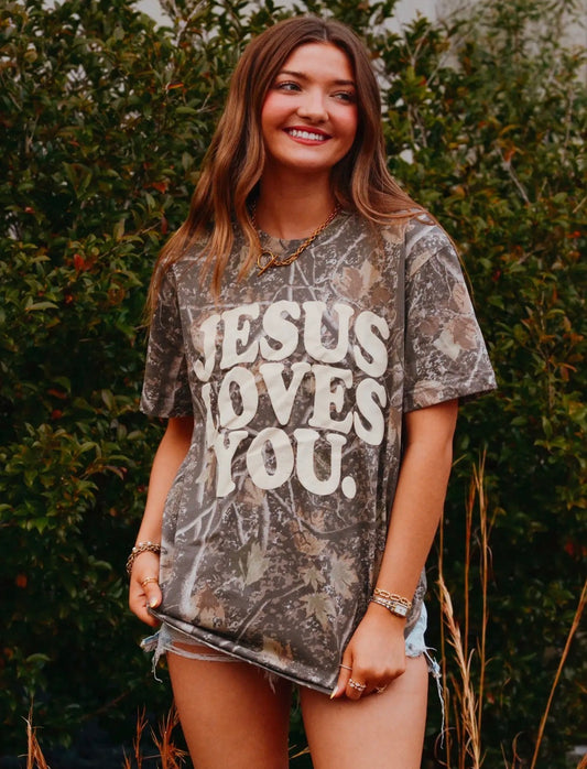Jesus loves you camo tee