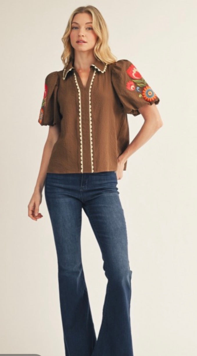 Jane floral sleeve top