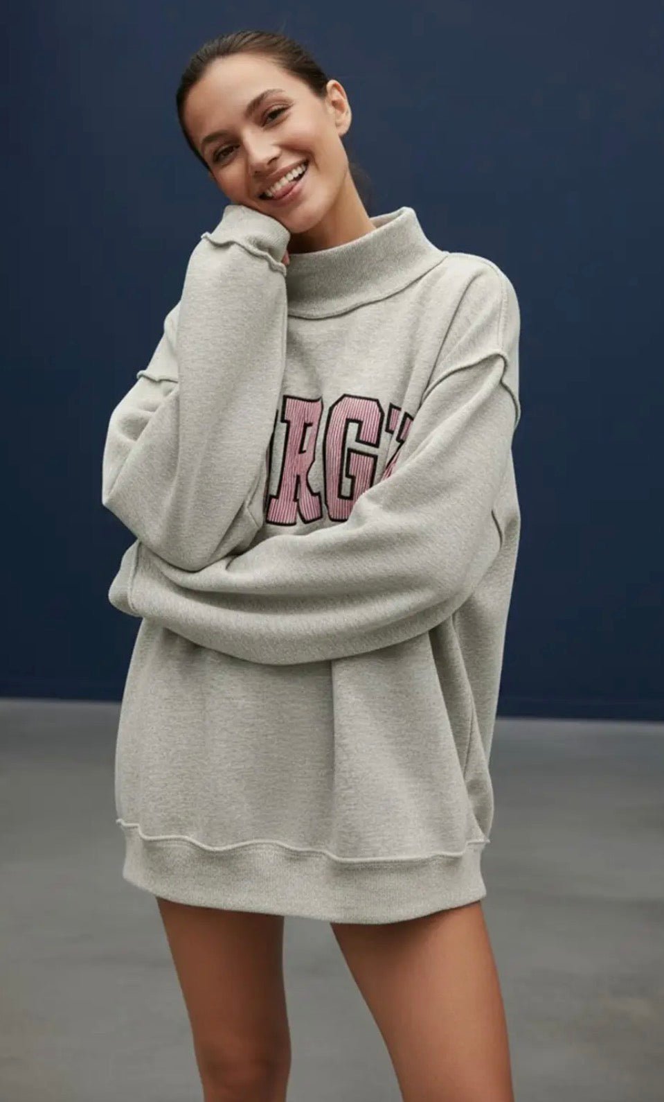 GA embroidered mock neck sweatshirt
