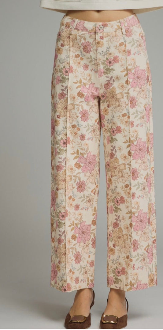 Fall flower ivory pants