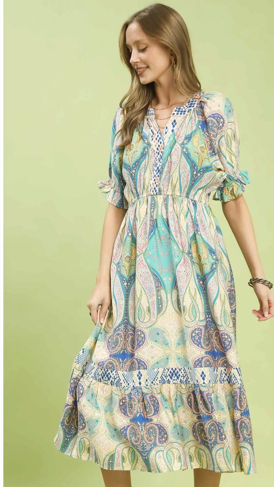 Blue mix paisley dress