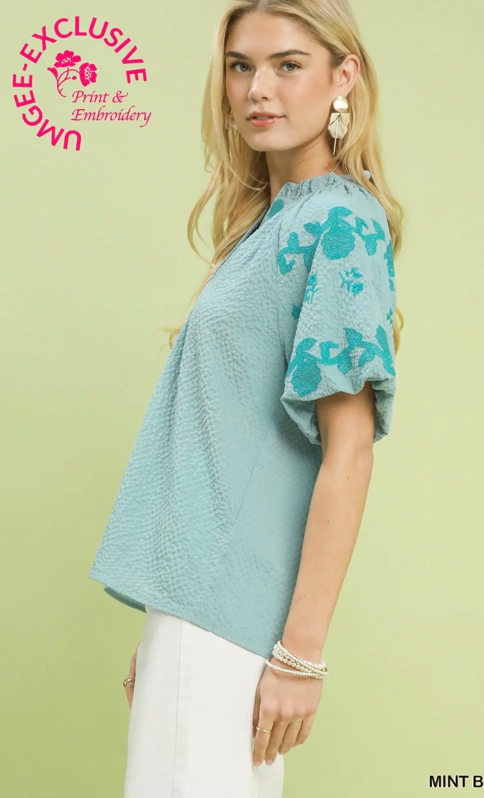 Mint blue top
