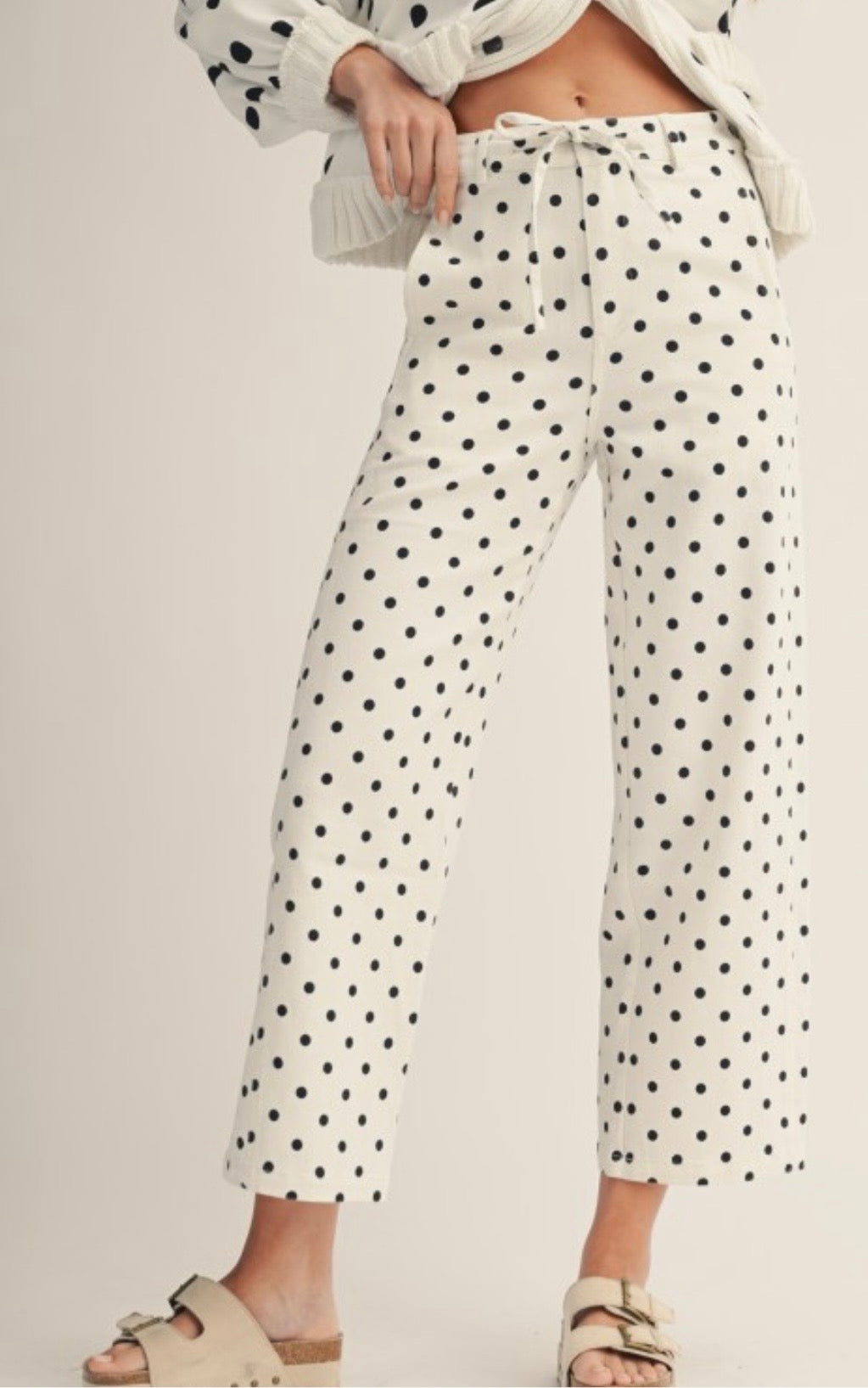 Ivory black dot pants