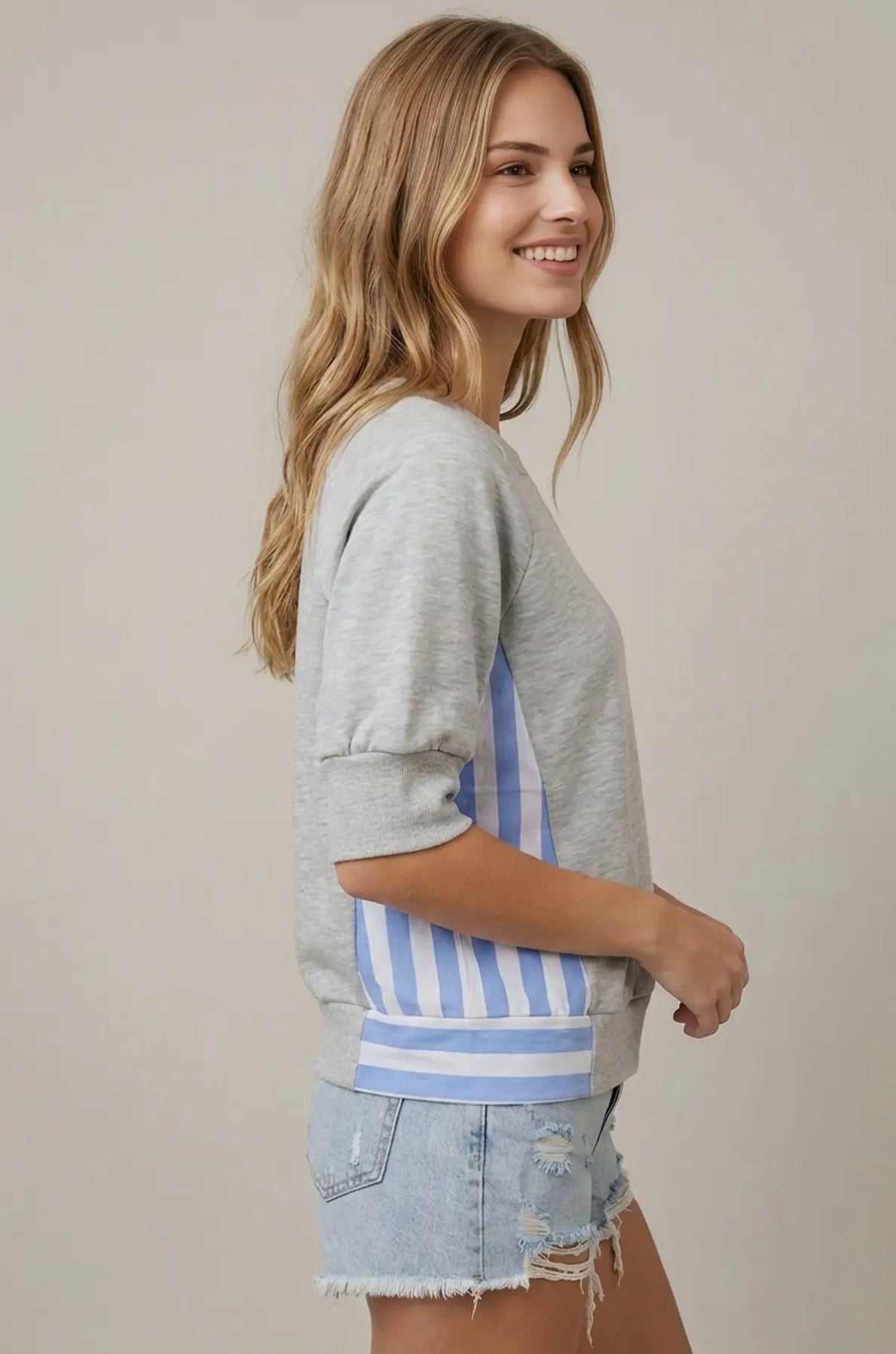 Heather grey stripe top