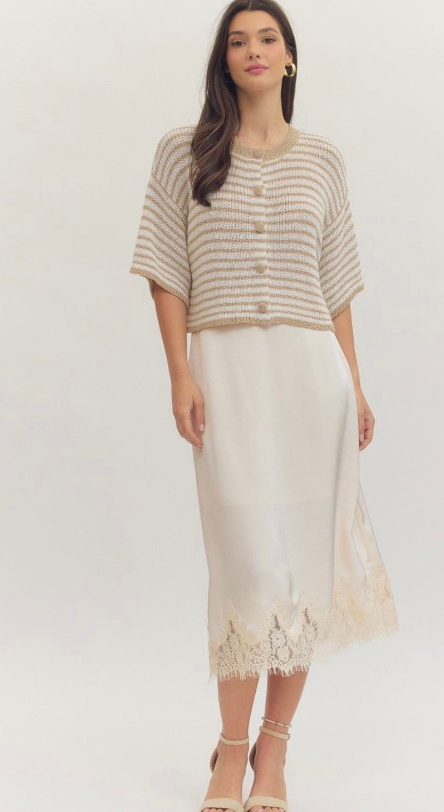 Tinley taupe button sweater