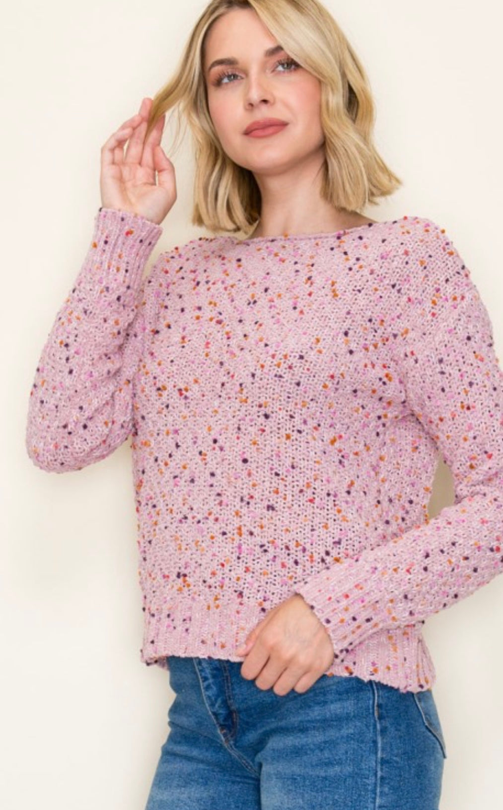 Dusty pink confetti sweater
