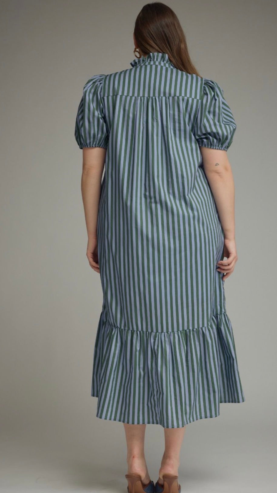 Green/blue stripe dress