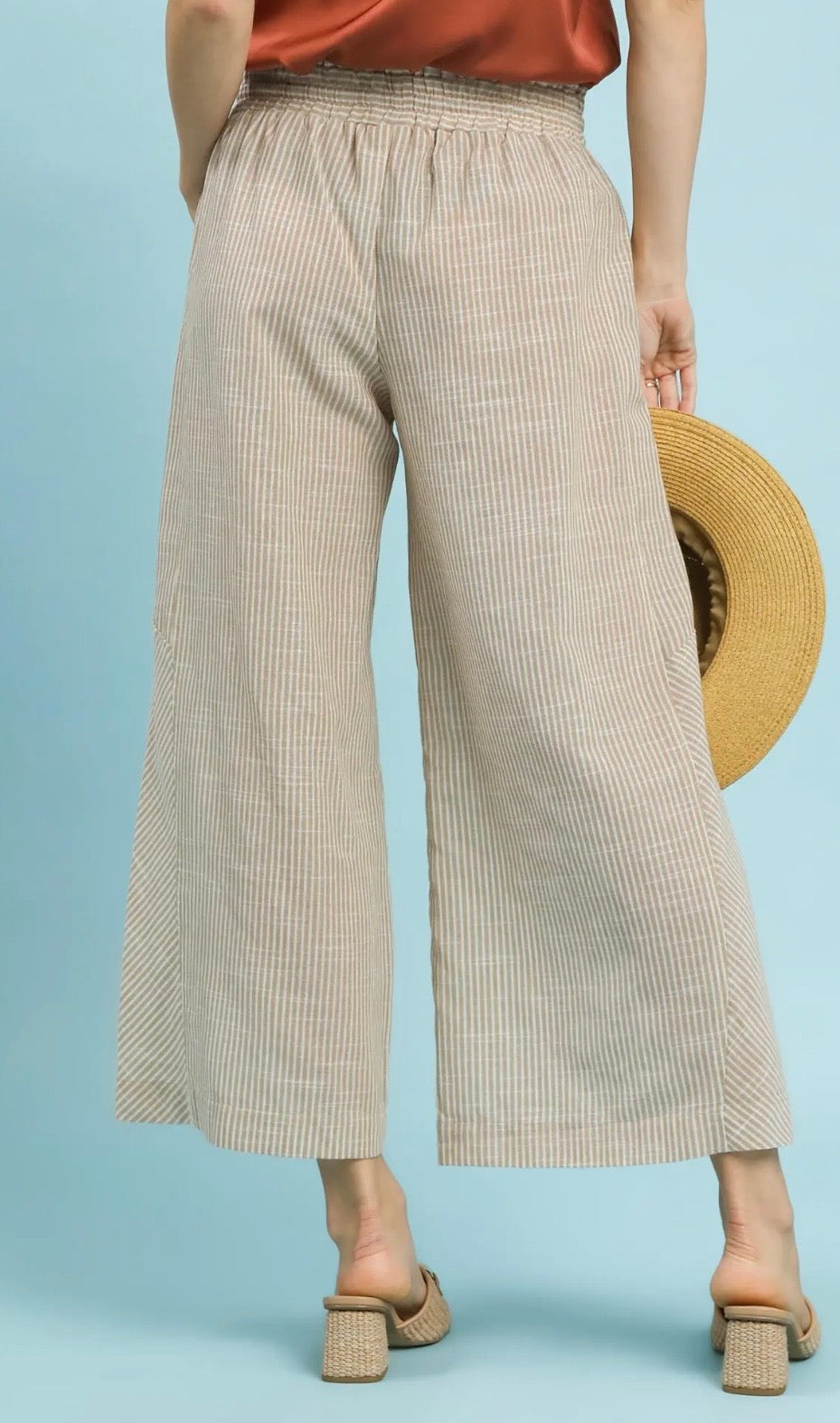 Tan stripe wide leg pants