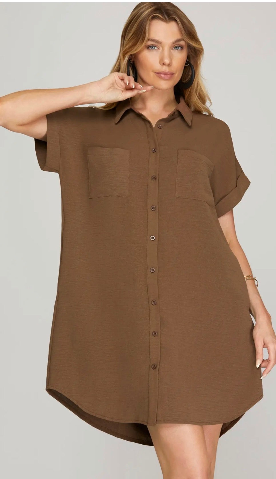 Brown shirt dress