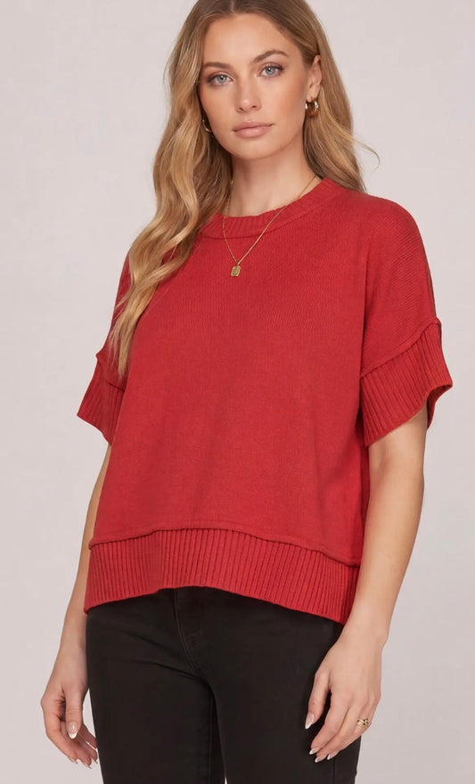 Game day red sweater top