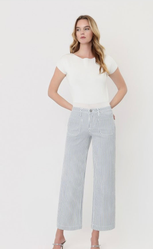 Lovervet stripe HW crop wide leg