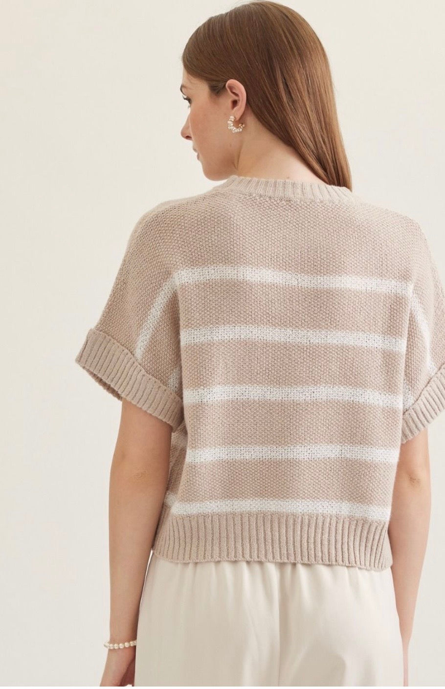 Oatmeal stripe knit sweater