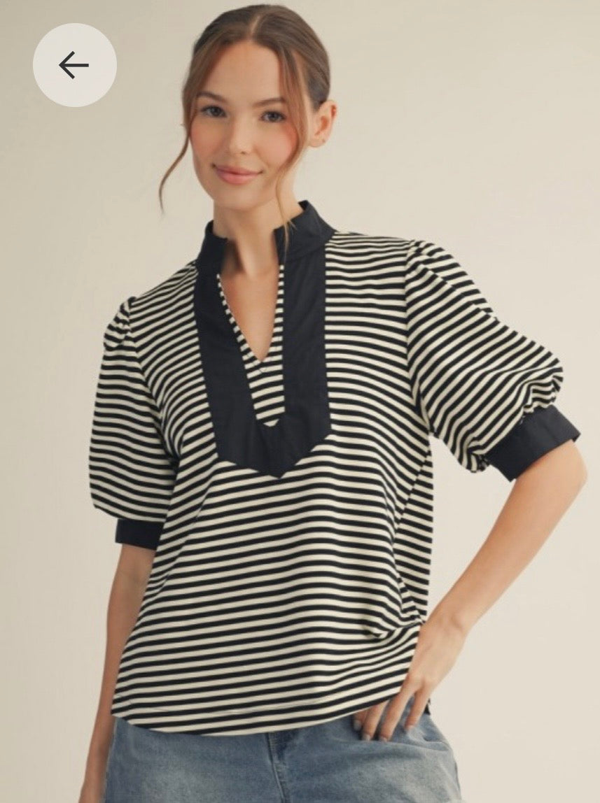 Carol black stripe top