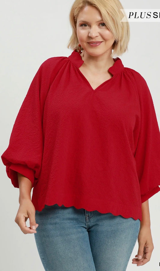 Red curvy top