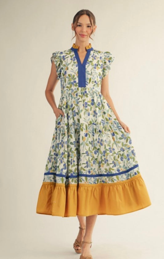 Royal mix floral dress