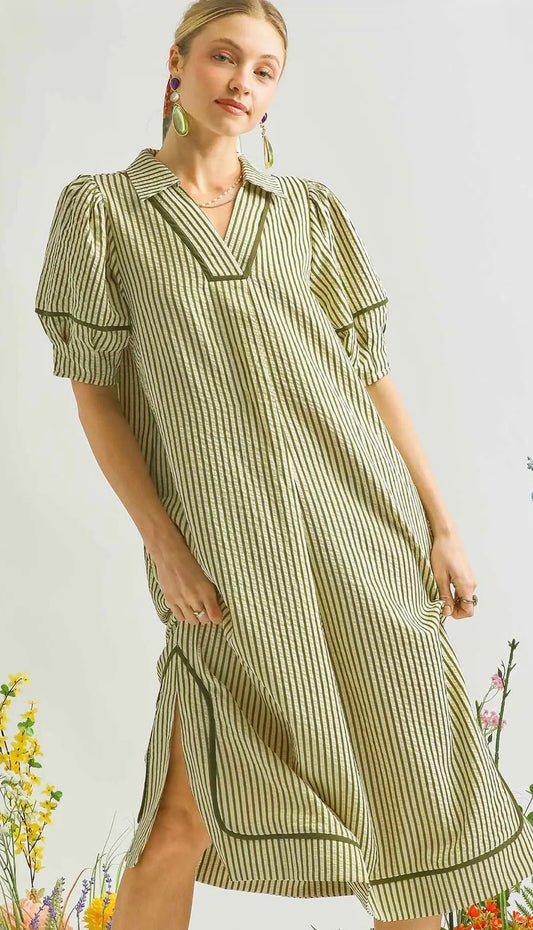 Olive stripe dress