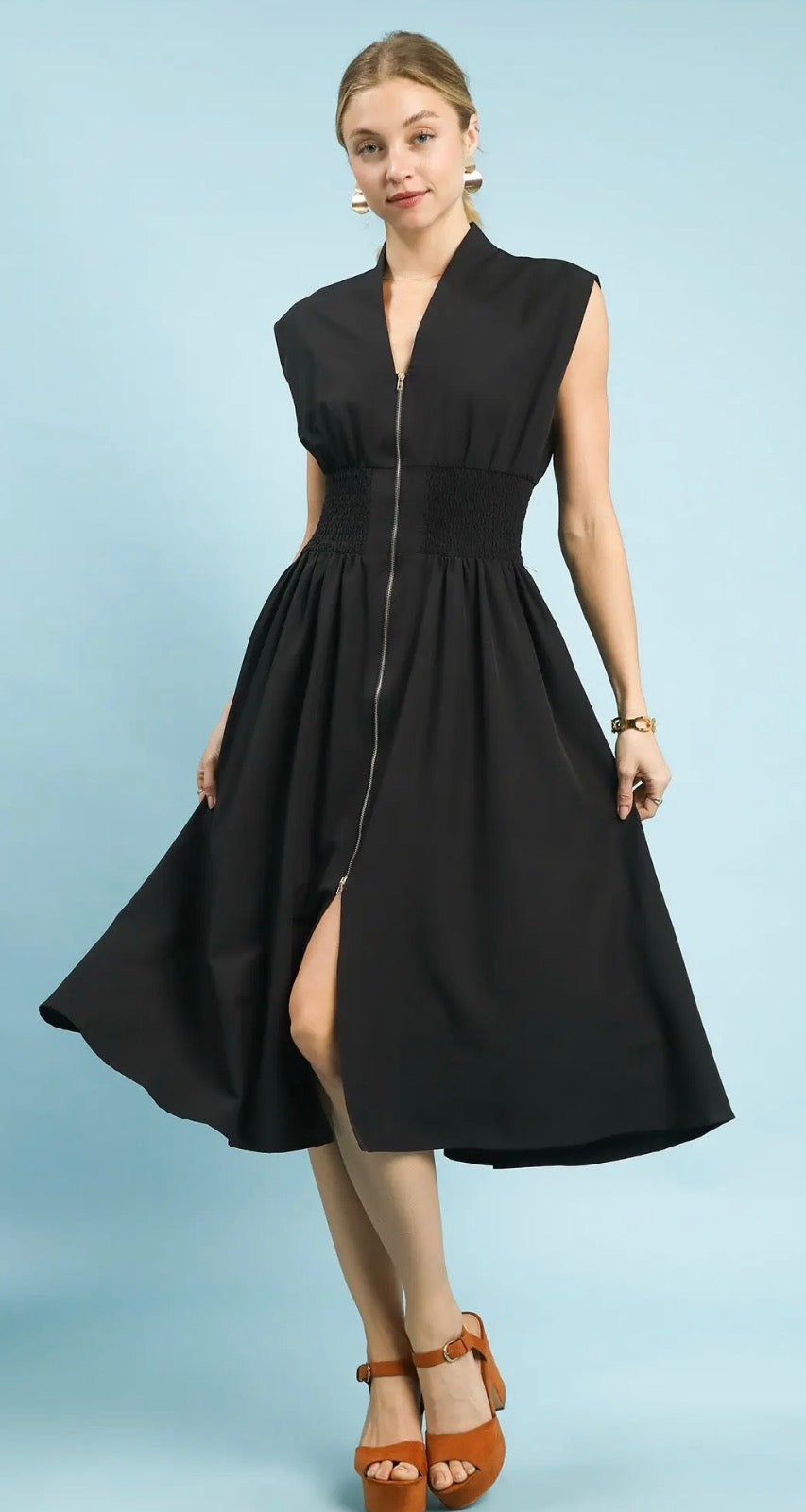 Classic black zip dress