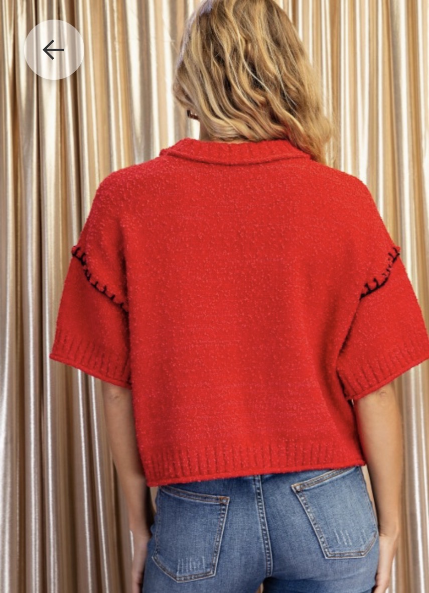 Red/black stitching sweater