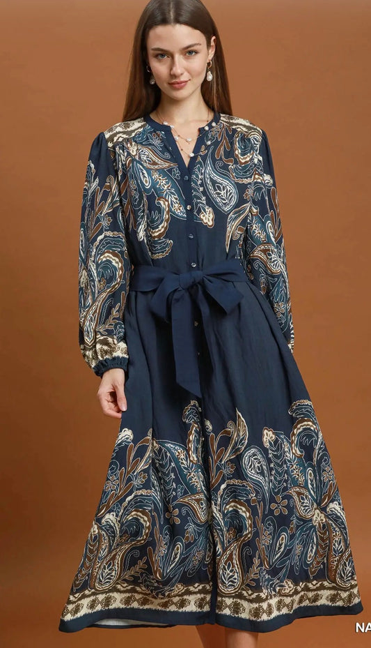 Navy paisley dress