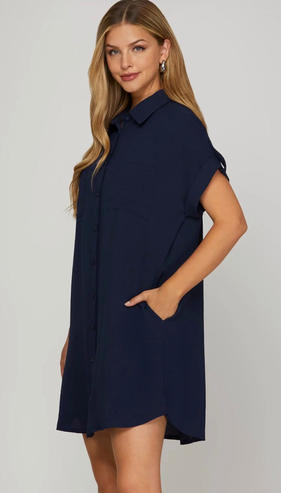 Navy blue shirt dress