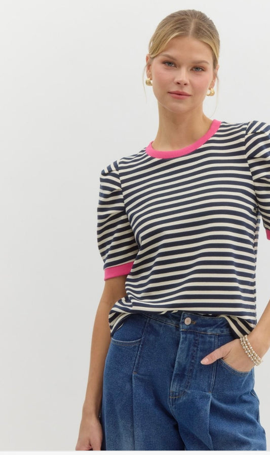 Navy stripe top