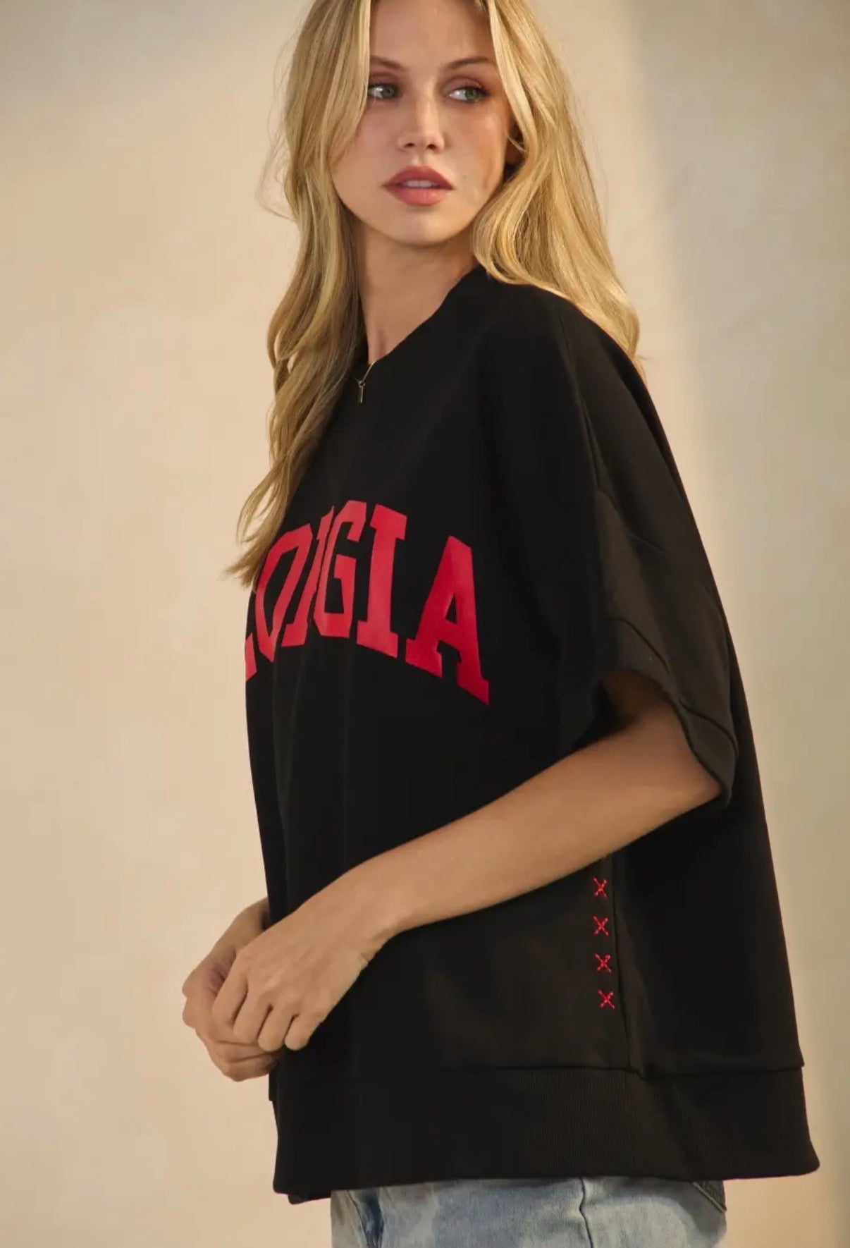 Georgia boxy varsity print top