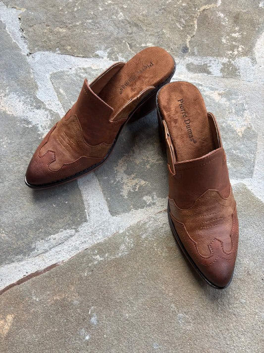 Whitney whiskey wedge mules