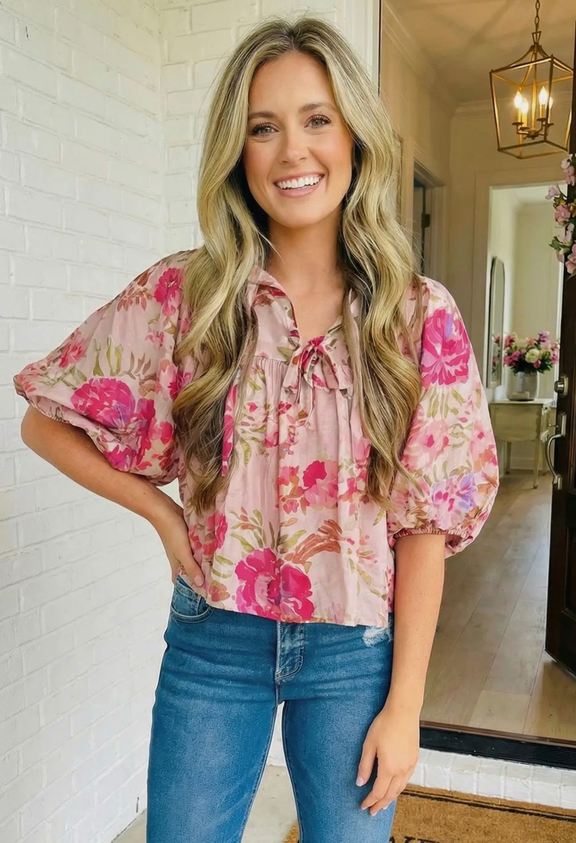 Pink floral top