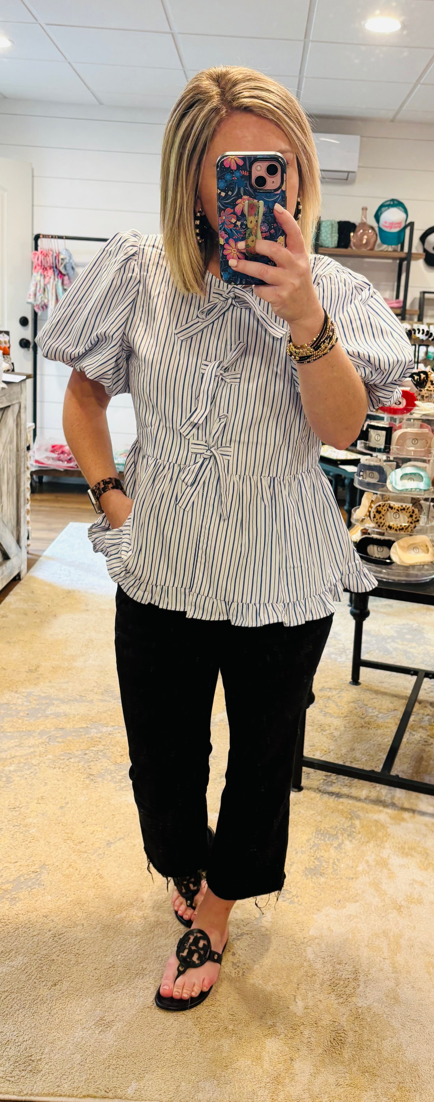 Stripe bow top