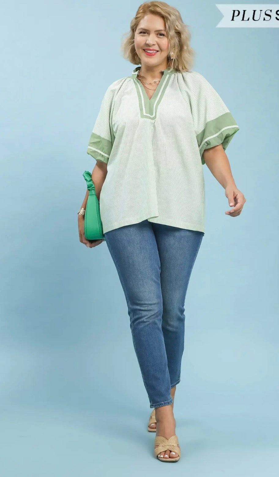 Sage curvy top
