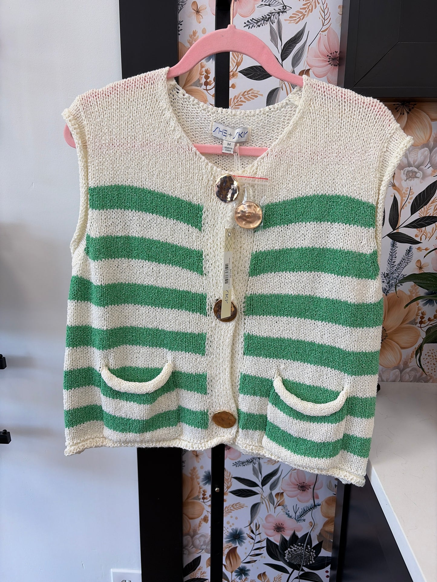 Green crochet sweater vest