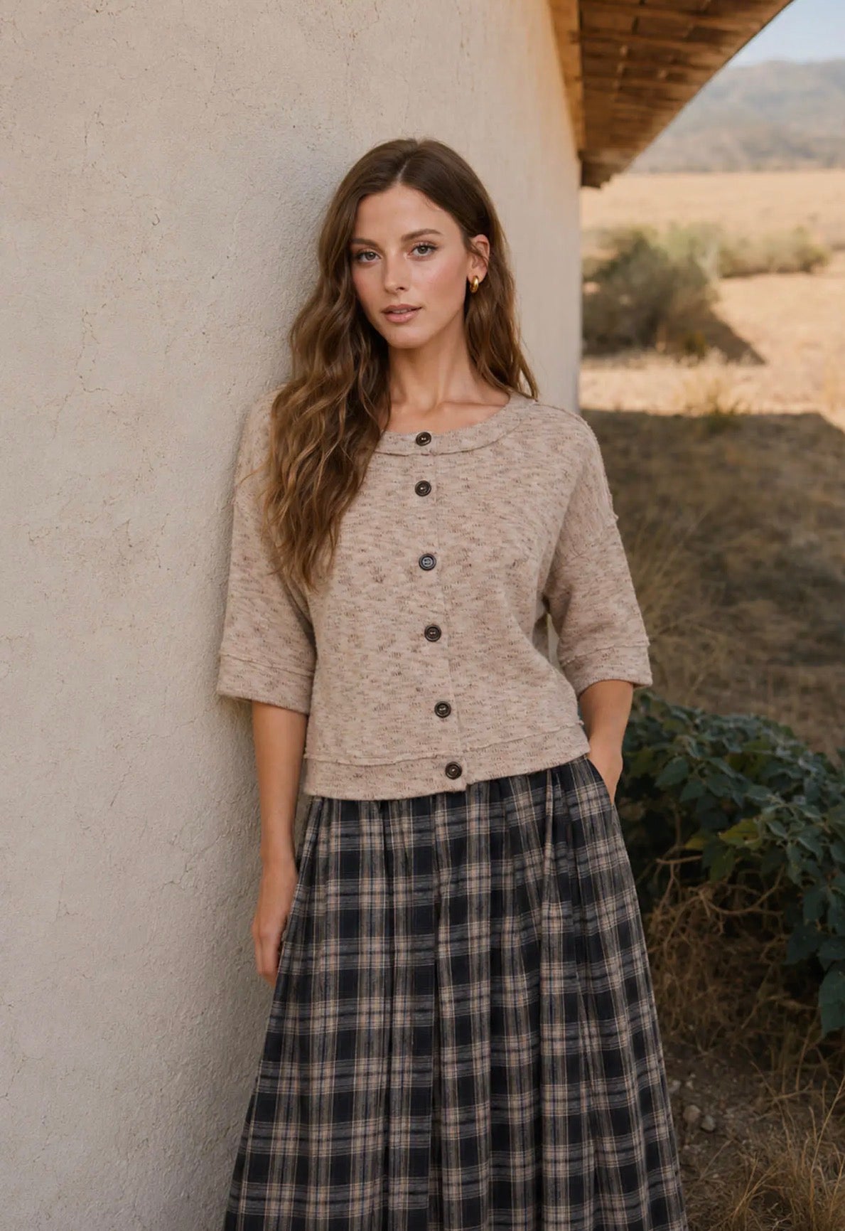 Marley taupe button sweater