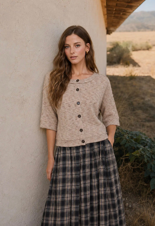 Marley taupe button sweater