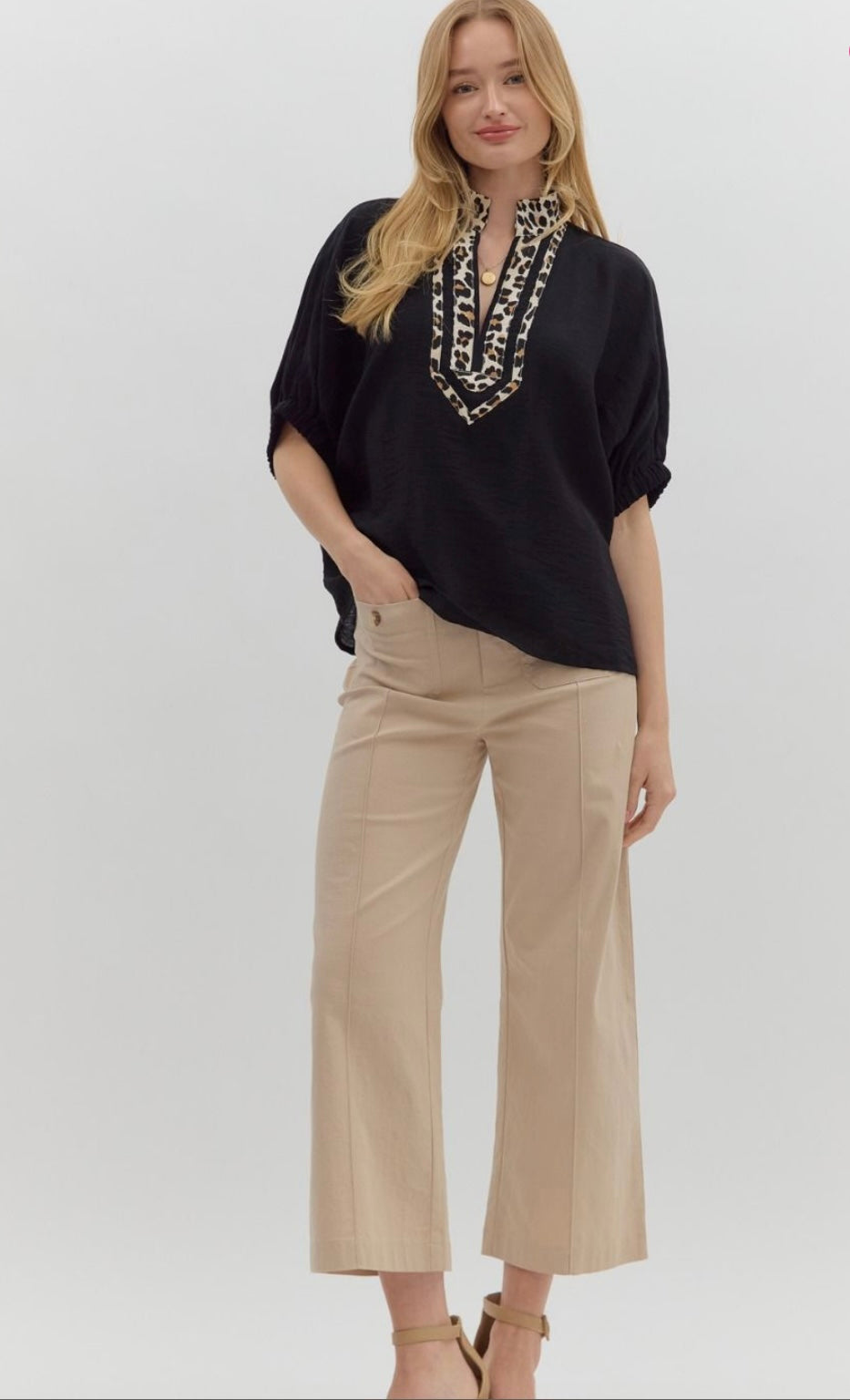 Black cheetah print top
