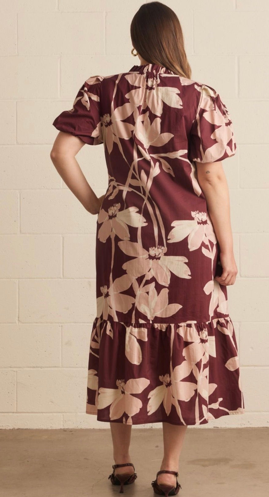 Wine floral curvy dress