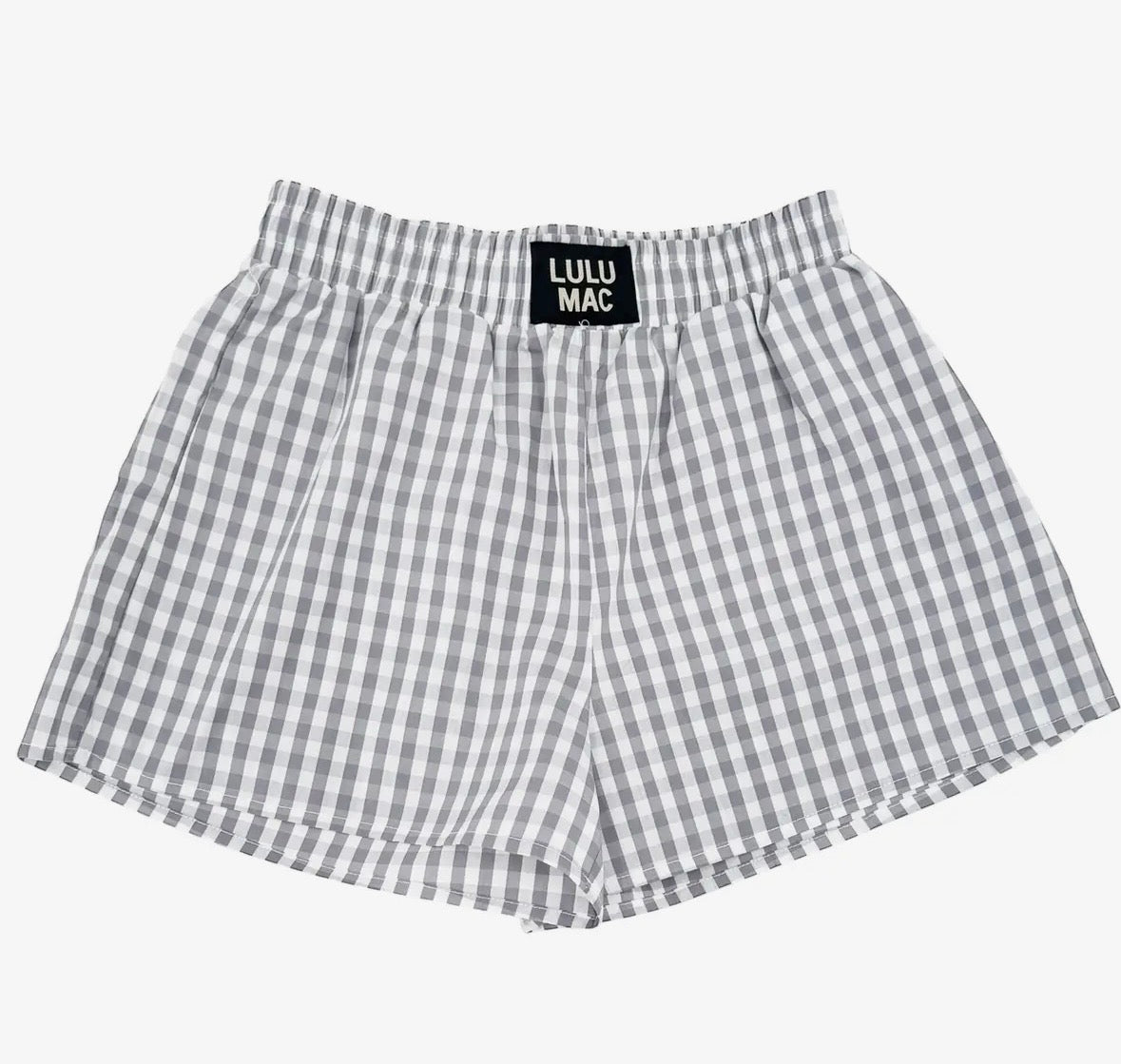 Lulu Mac gray gingham boxer shorts