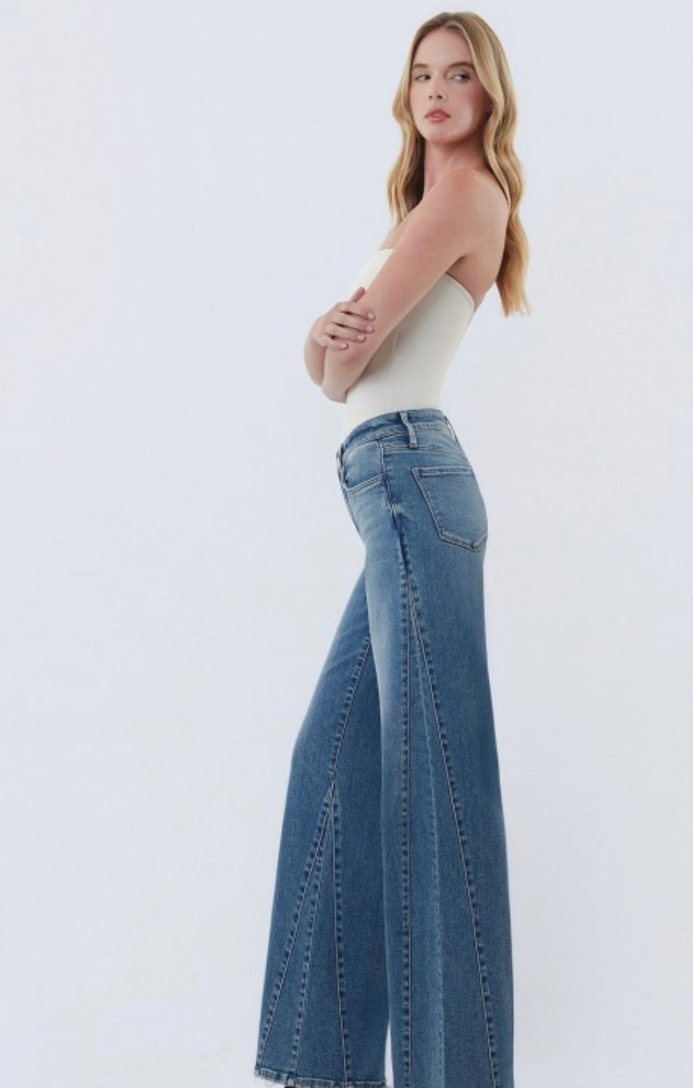 Vervet midrise panel detail wide jeans