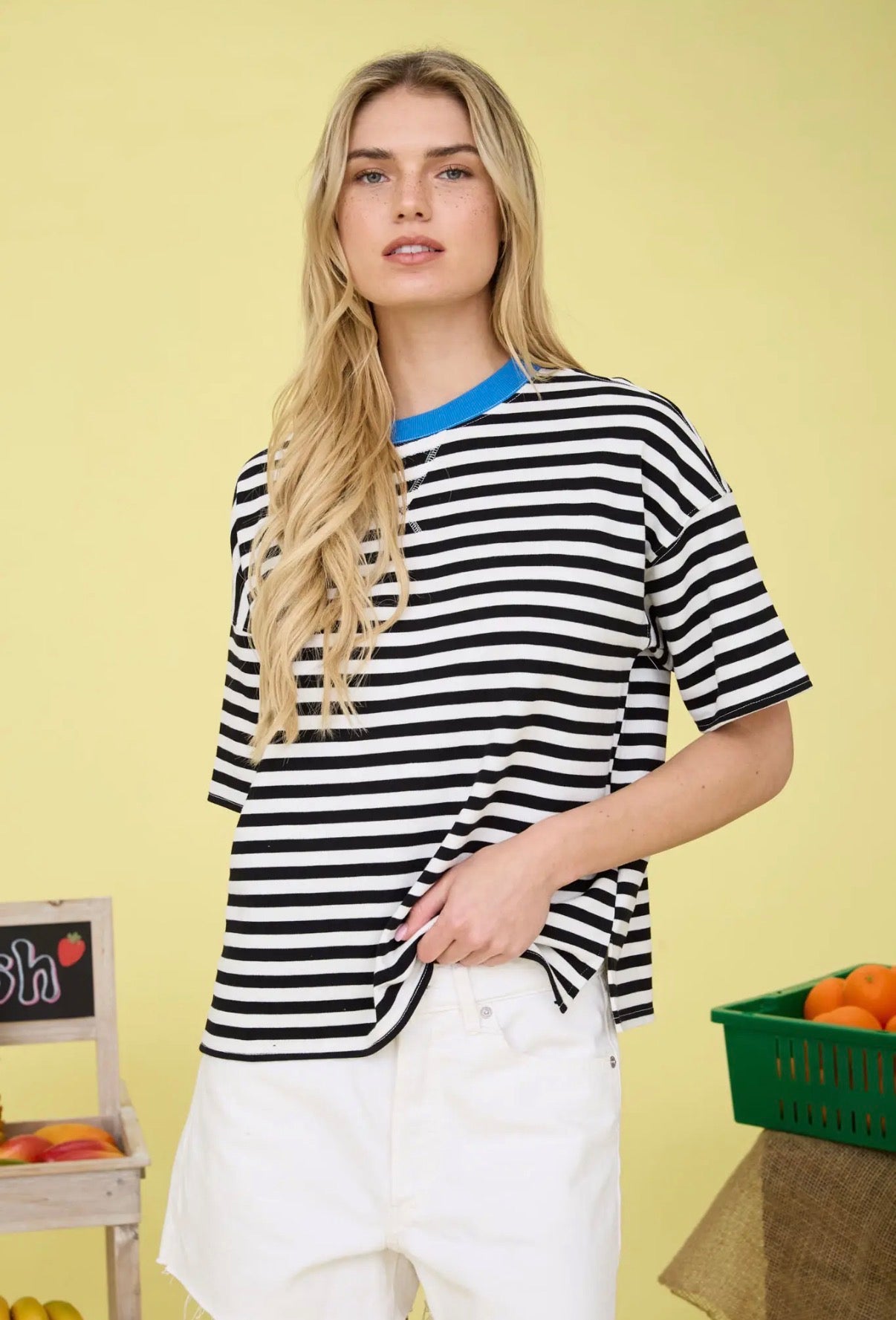 Heather stripe tops