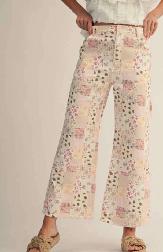 Vintage patchwork wide leg pants