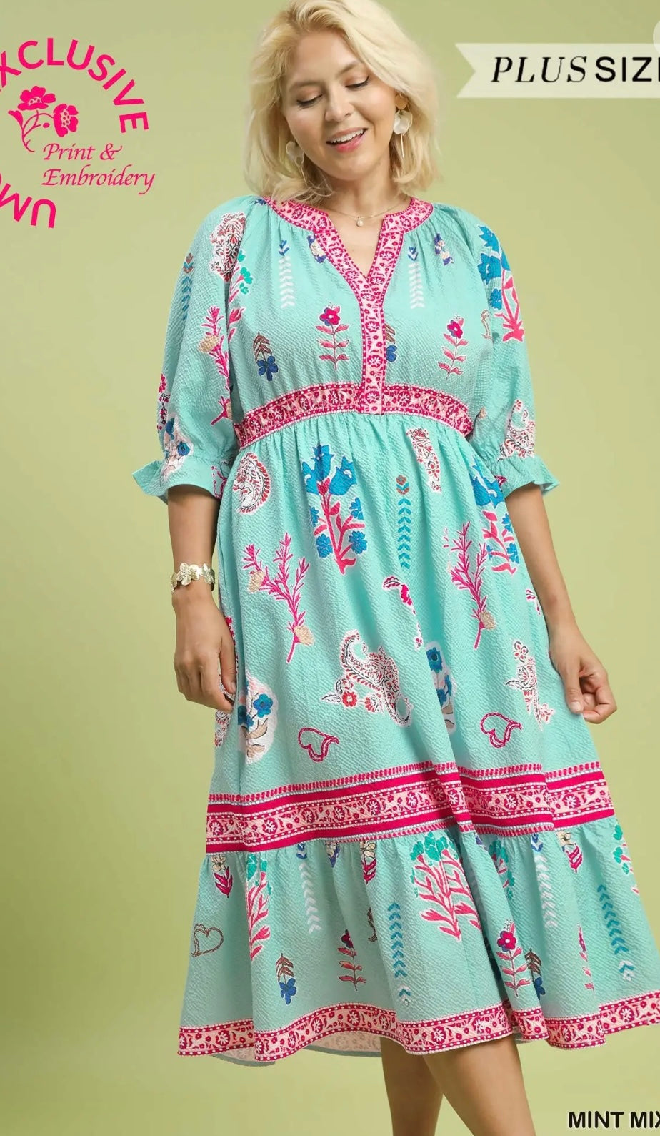 Teal curvy spring dress