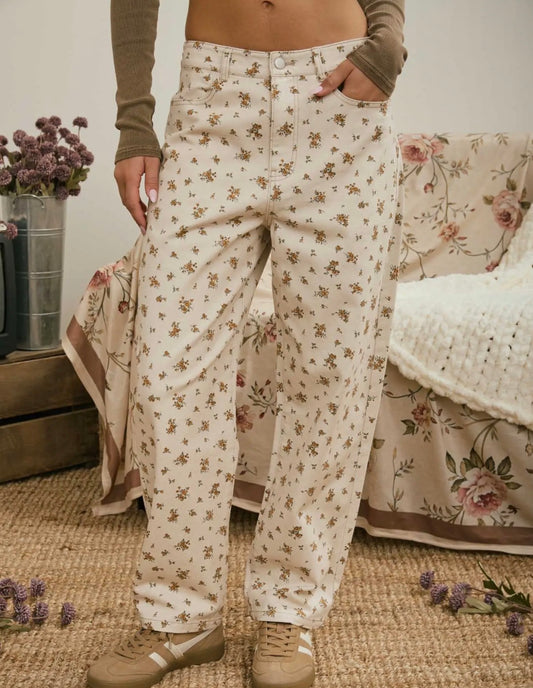 Floral pattern denim