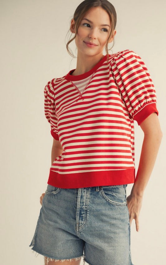 Jordan red stripe top