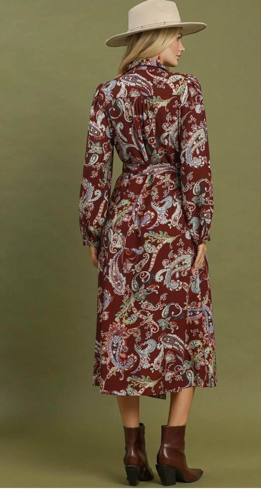 Merlot paisley dress