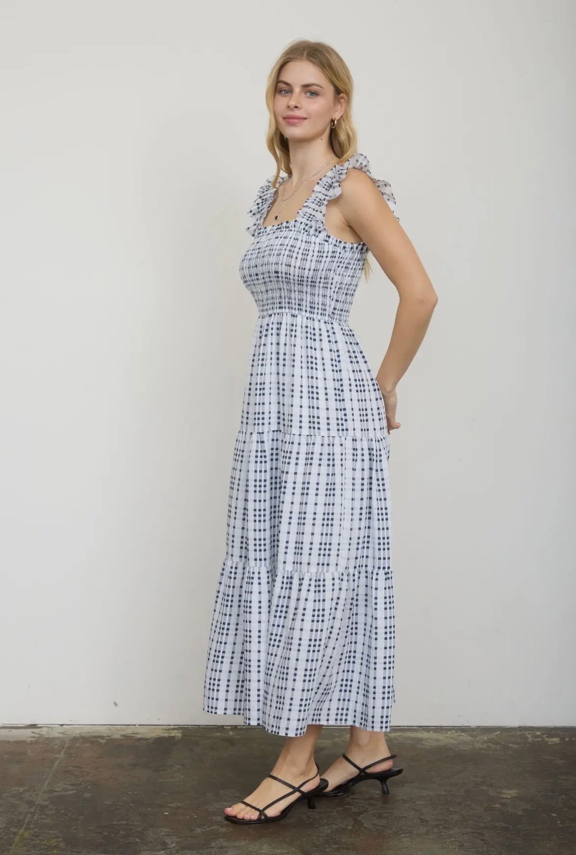 Navy checkered dress