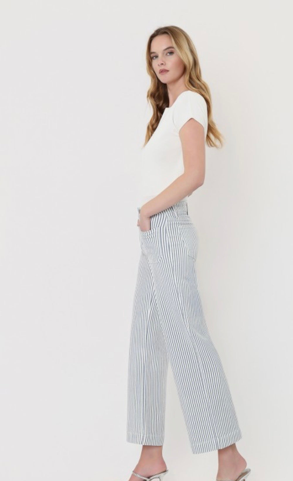 Lovervet stripe HW crop wide leg