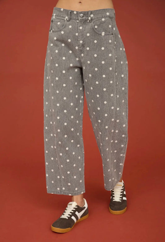 Charcoal polka dot hw wide leg
